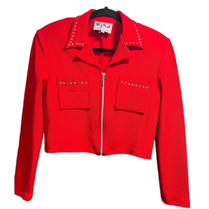 Talk of the Walk Vintage Red Cropped Zip-Up ‎ Jacket Size 4